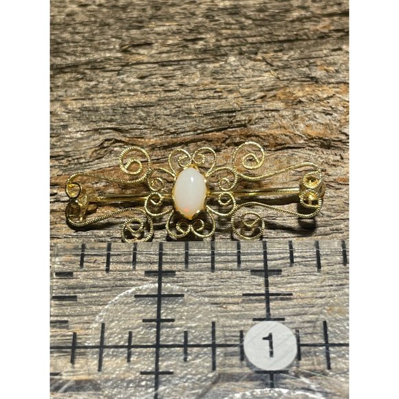 Miniature 1.25” Filigree Opal Rose Victorian Art Nouveau Broochs Set of 2 - Picture 3 of 4